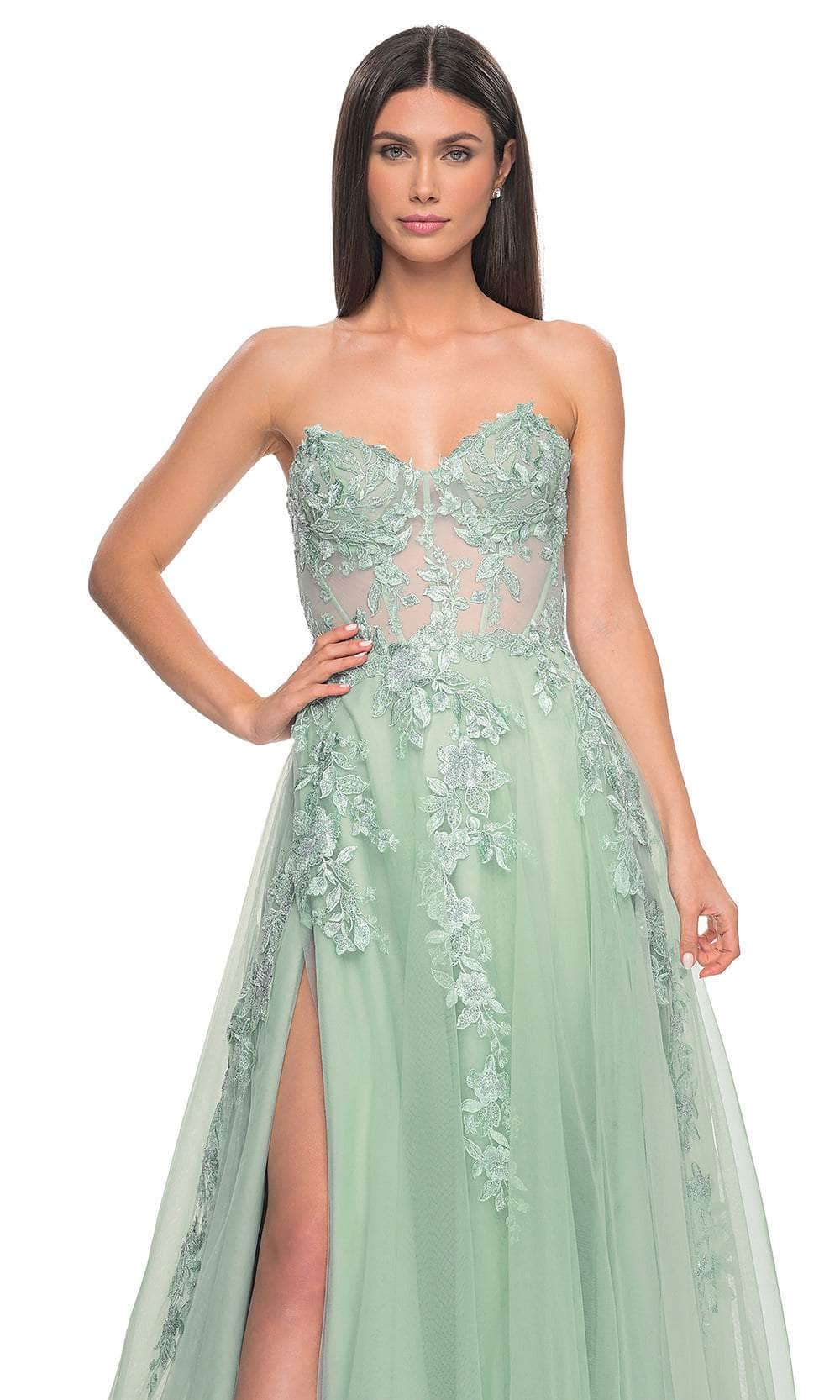 La Femme 32082 - Strapless Applique Prom Dress Prom Dresses