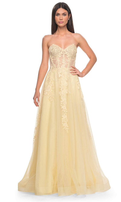 La Femme 32082 - Strapless Applique Prom Dress Prom Dresses