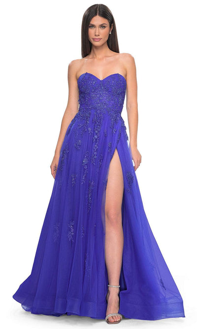La Femme 32084 - Strapless Lace Prom Dress Prom Dresses 00 / Royal Blue
