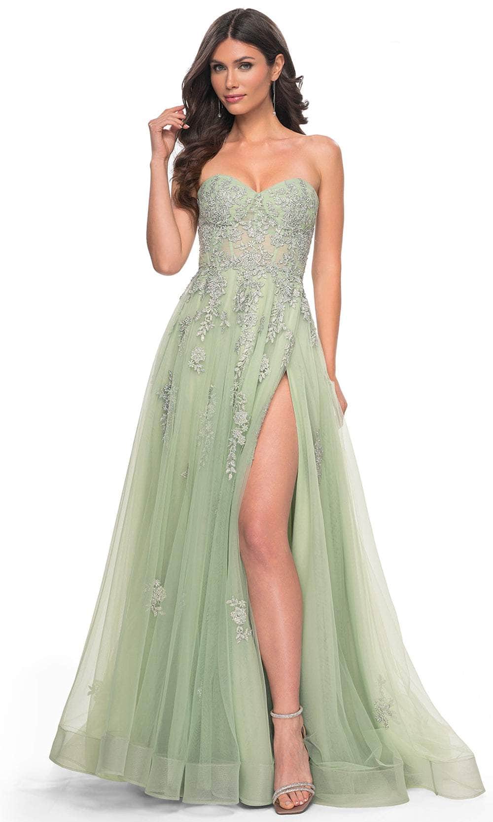 La Femme 32084 - Strapless Lace Prom Dress Prom Dresses 00 / Sage