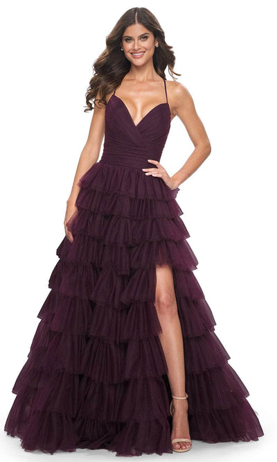 La Femme 32086 - Sleeveless Multi-Tiered Prom Dress Prom Dresses 00 / Dark Berry