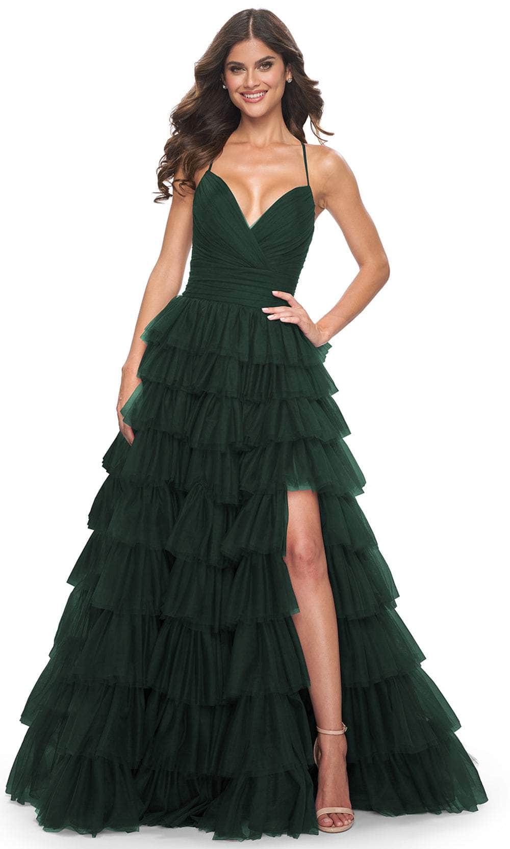 La Femme 32086 - Sleeveless Multi-Tiered Prom Dress Prom Dresses 00 / Dark Emerald
