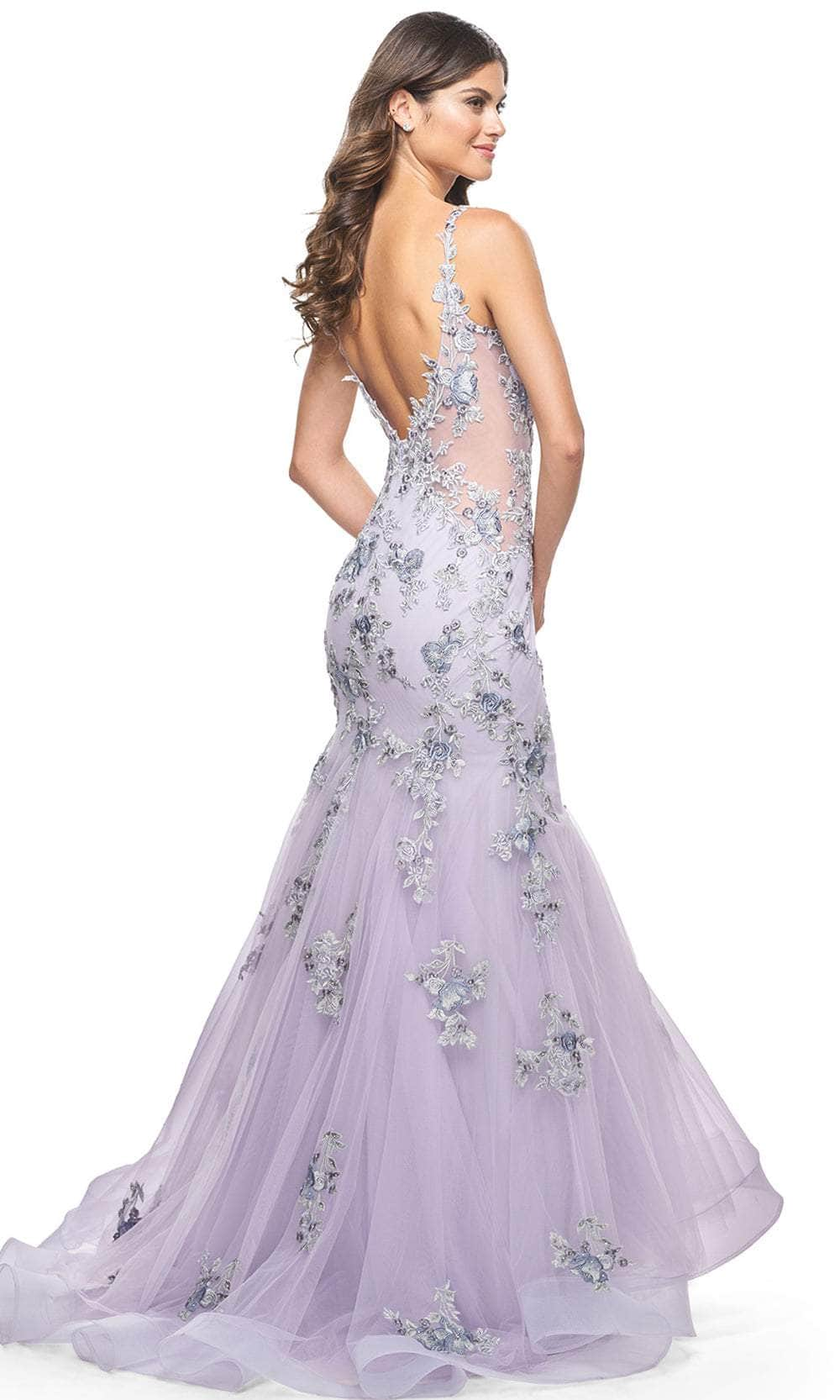 La Femme 32091 - Lace Applique V-Neck Prom Gown Prom Dresses