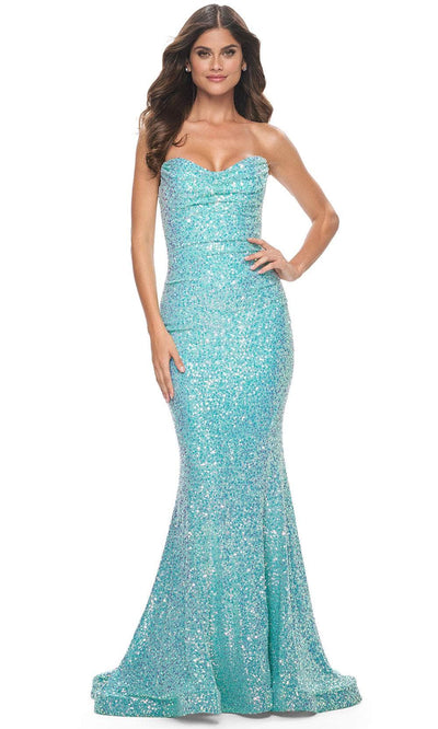 La Femme 32092 - Allover Sequin Mermaid Prom Gown Prom Dresses 00 / Neon Green