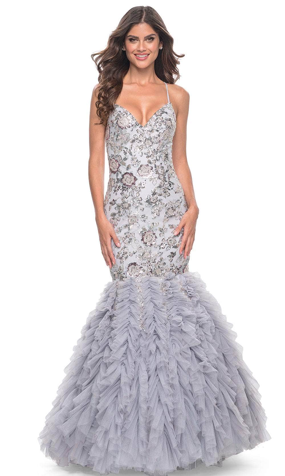 La Femme 32105 - Beaded Sleeveless Prom Gown Prom Dresses 00 / Silver