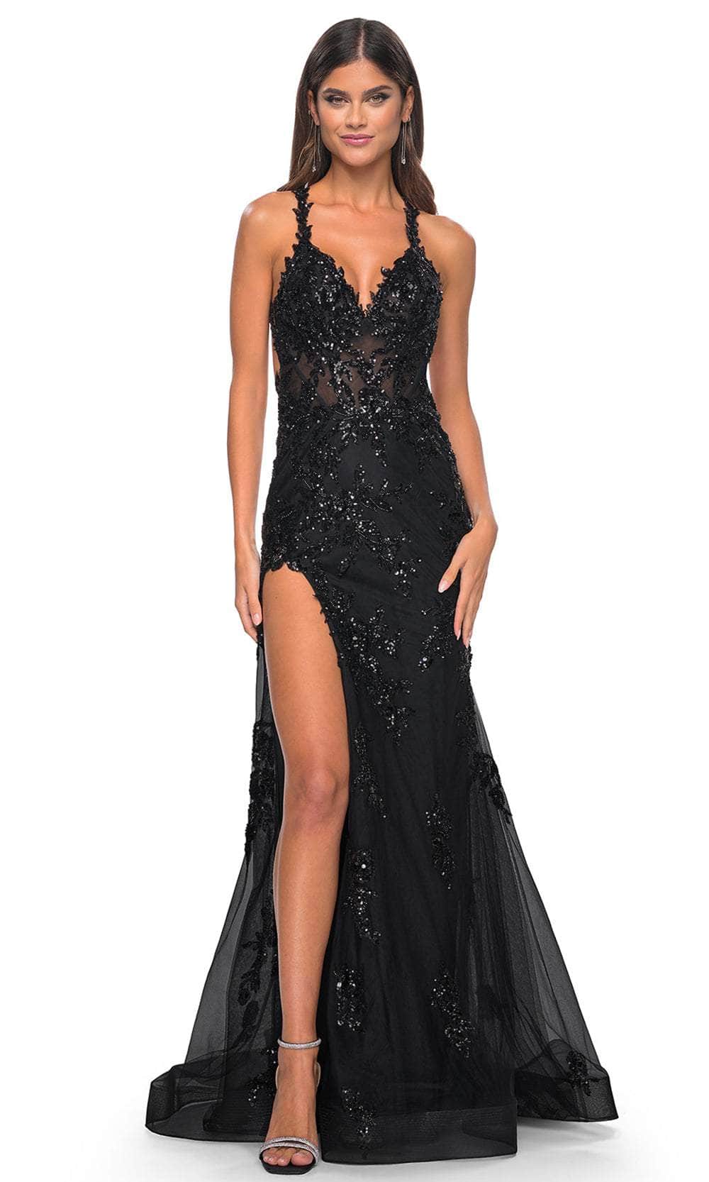 La Femme 32107 - Long Sequin/Tulle Sheath Dress - Sleeveless, Sequin ...
