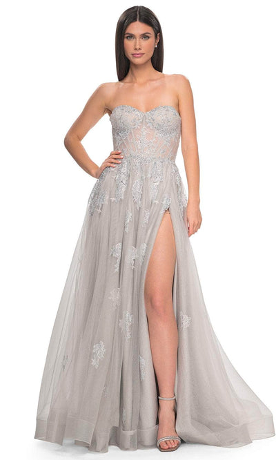 La Femme 32111 - Strapless Tulle Prom Dress Prom Dresses 00 / Silver
