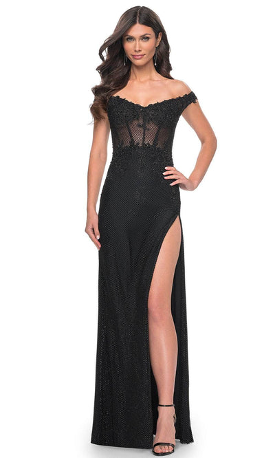 La Femme 32116 - Off Shoulder Sheath Prom Dress Prom Dresses 00 / Black