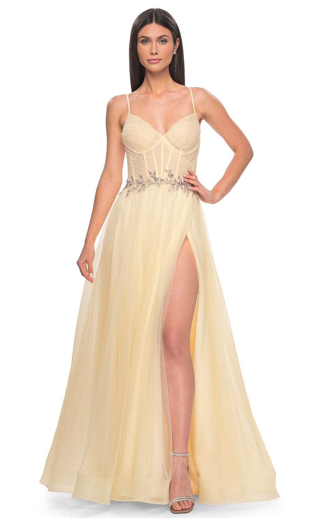 La Femme 32117 - Corset Bodice Prom Dress Evening Dresses 00 /  Pale Yellow