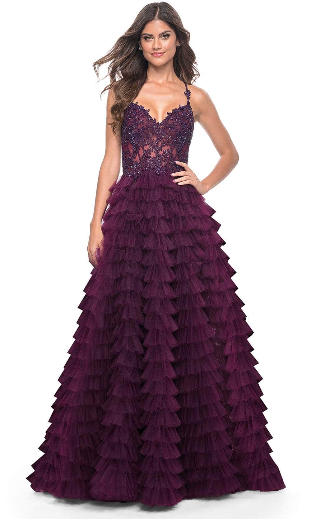 La Femme 32128 - Tiered High Slit Prom Dress Evening Dresses