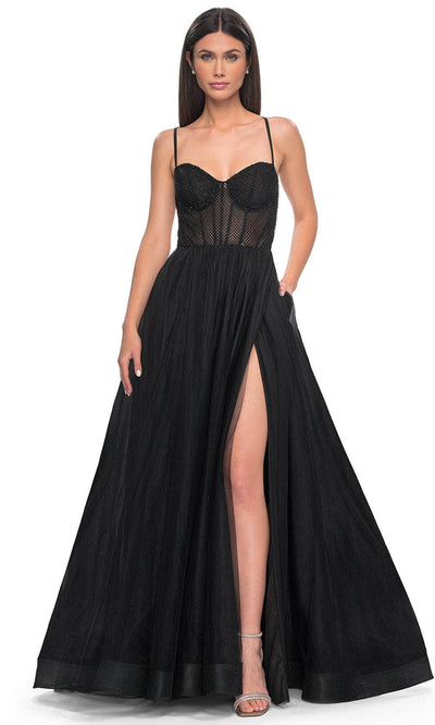 La Femme 32135 - Metallic Sweetheart Prom Dress Evening Dresses 00 /  Black