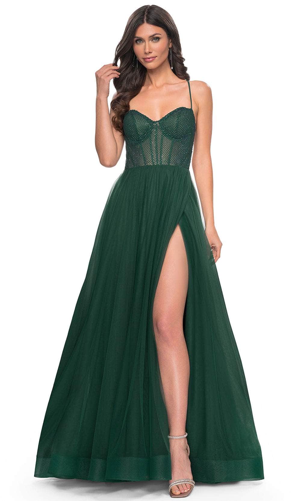La Femme 32135 - Metallic Sweetheart Prom Dress Evening Dresses 00 /  Dark Emerald