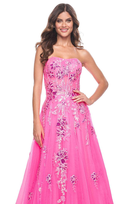 La Femme 32137 - Sequin Floral Straight-Across Prom Gown Prom Dresses