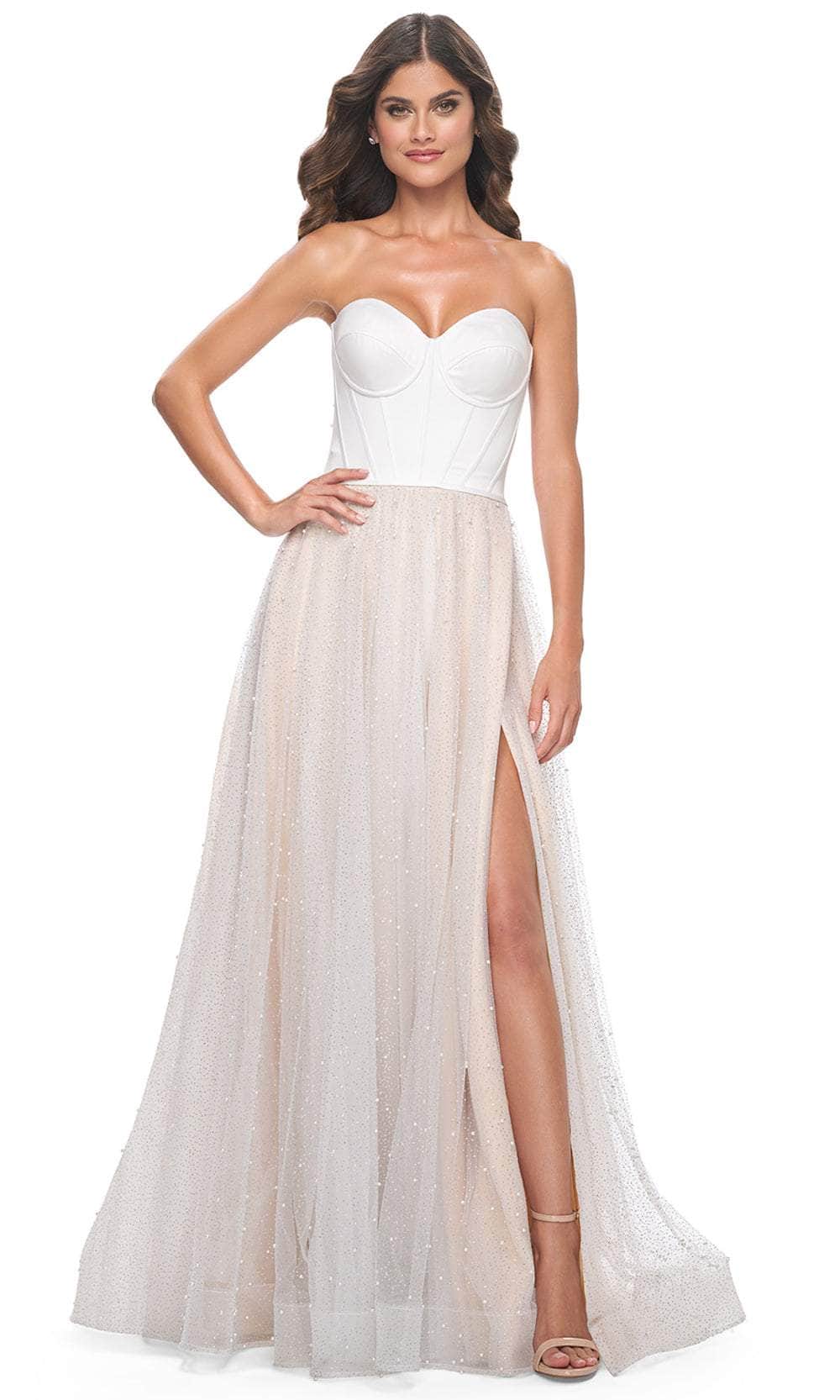 La Femme 32149 Sweetheart Strapless Prom Gown | Formal Dress Shops 2 / White/Nude La Femme 32149 Sweetheart Strapless Prom Gown | Formal Dress Shops 2 / White/Nude