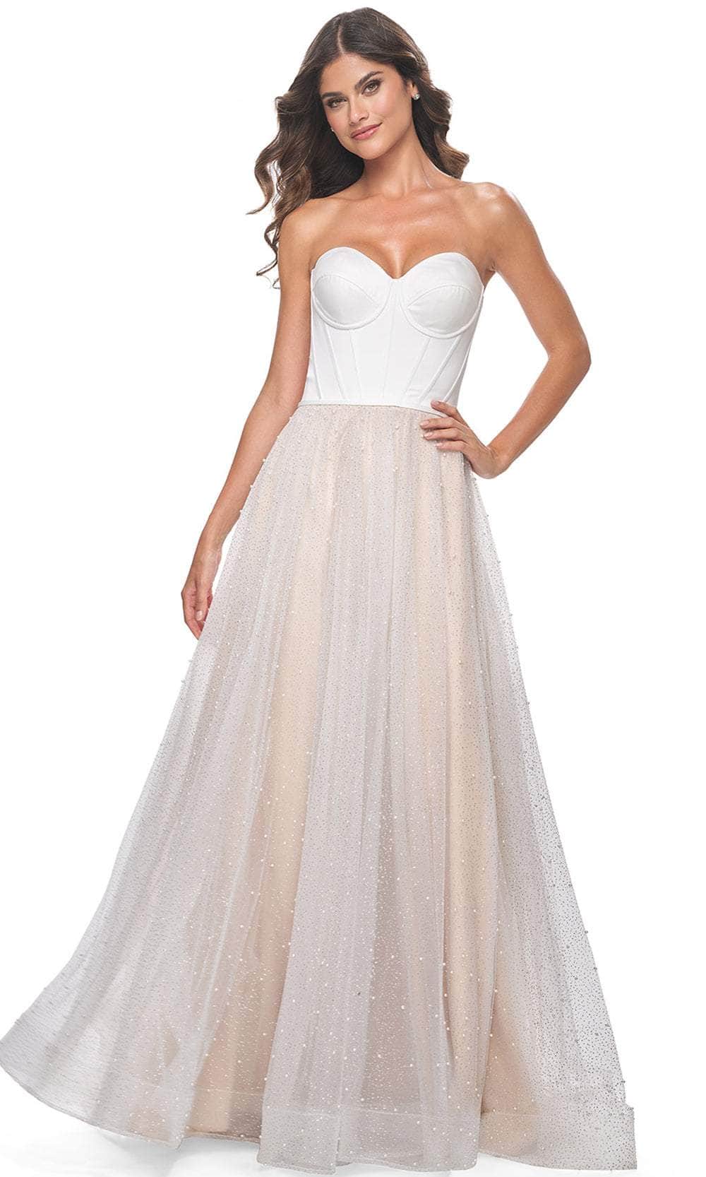 La Femme 32149 Sweetheart Strapless Prom Gown | Formal Dress Shops 2 / White/Nude La Femme 32149 Sweetheart Strapless Prom Gown | Formal Dress Shops 2 / White/Nude