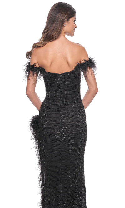 La Femme 32151 - Scoop Feather Trim Prom Gown Prom Dresses