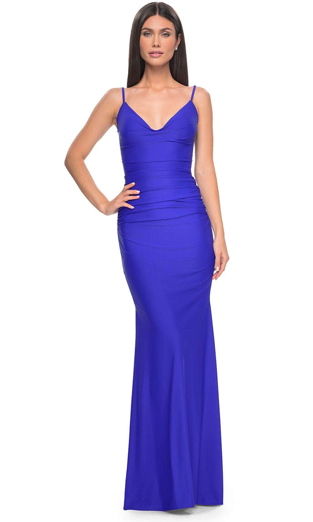 La Femme 32153 - Fitted Jersey Prom Dress Special Occasion Dress 00 / Royal Blue