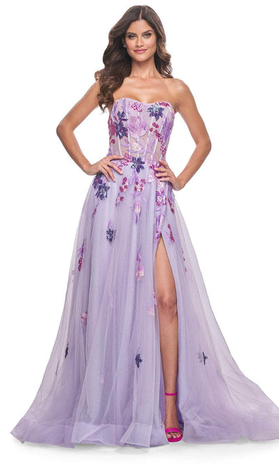 La Femme 32156 - Sequin Embellished A-Line Prom Gown Prom Dresses 00 / Lavender