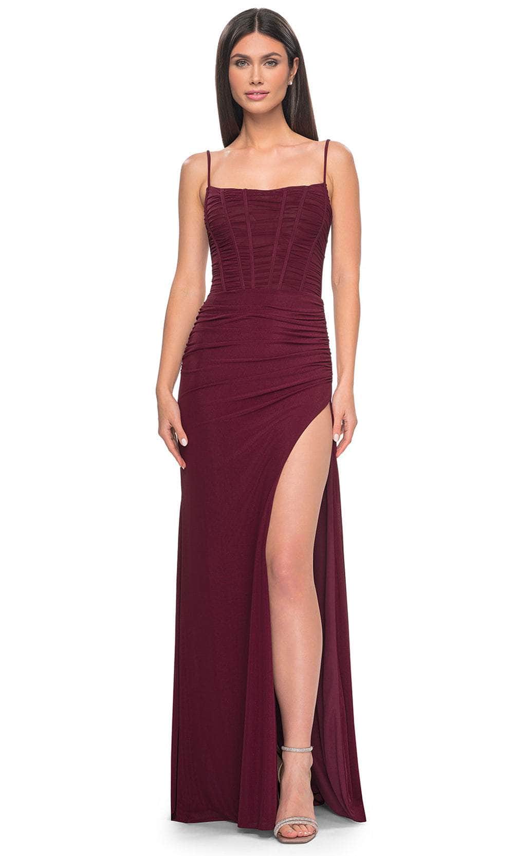 La Femme 32161 - Spaghetti Strap Corset Prom Dress Special Occasion Dress 00 / Wine