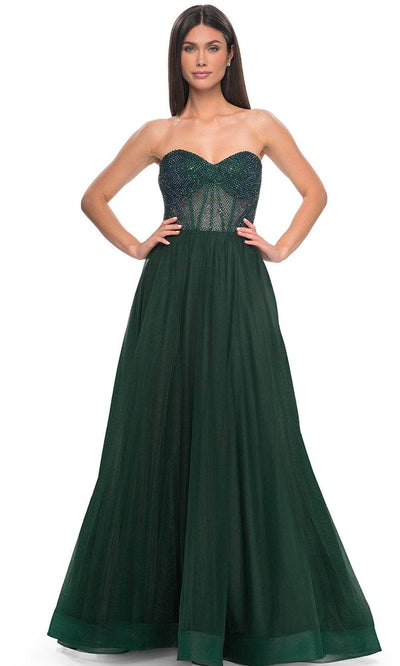 La Femme 32216 - Strapless A-Line Prom Dress Special Occasion Dress 00 / Dark Emerald
