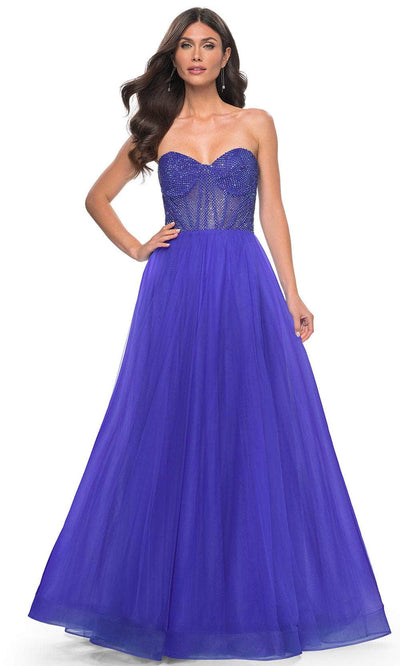 La Femme 32216 - Strapless A-Line Prom Dress Special Occasion Dress 00 / Royal Blue