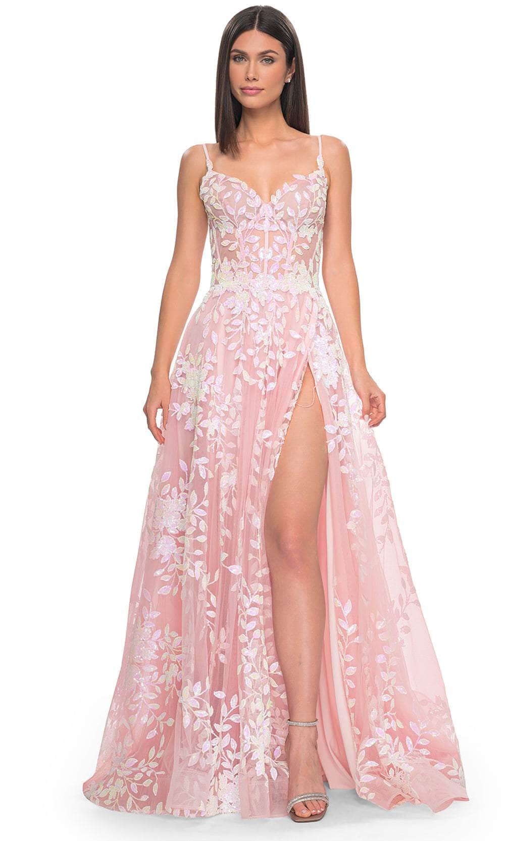 La Femme 32223 - Sequin A-Line Prom Dress Evening Dresses 00 /  Pink