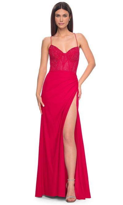 La Femme 32230 - Deep V-Neck Strappy Back Prom Gown Formal Gowns