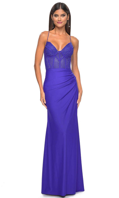 La Femme 32230 - Deep V-Neck Strappy Back Prom Gown Formal Gowns