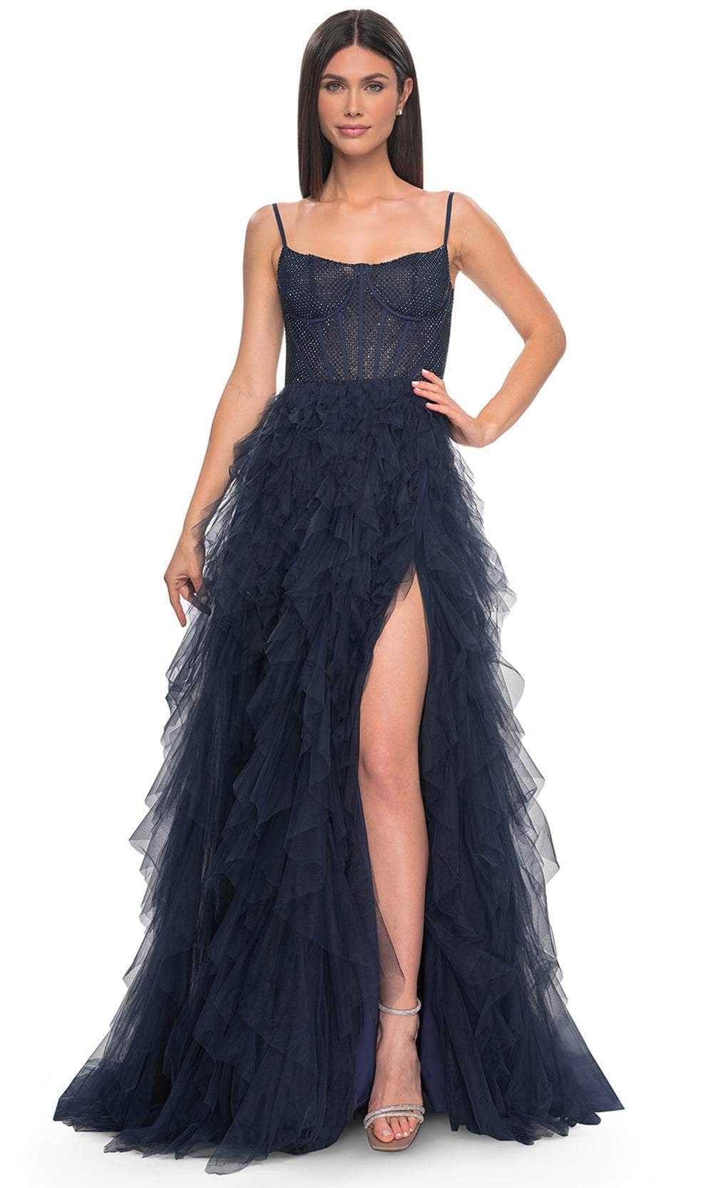 La Femme 32233 - Ruffle Tiered Prom Dress Evening Dresses 00 /  Navy