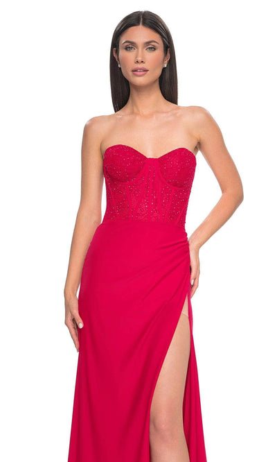La Femme 32234 - Strapless Side Slit Prom Gown Evening Dresses