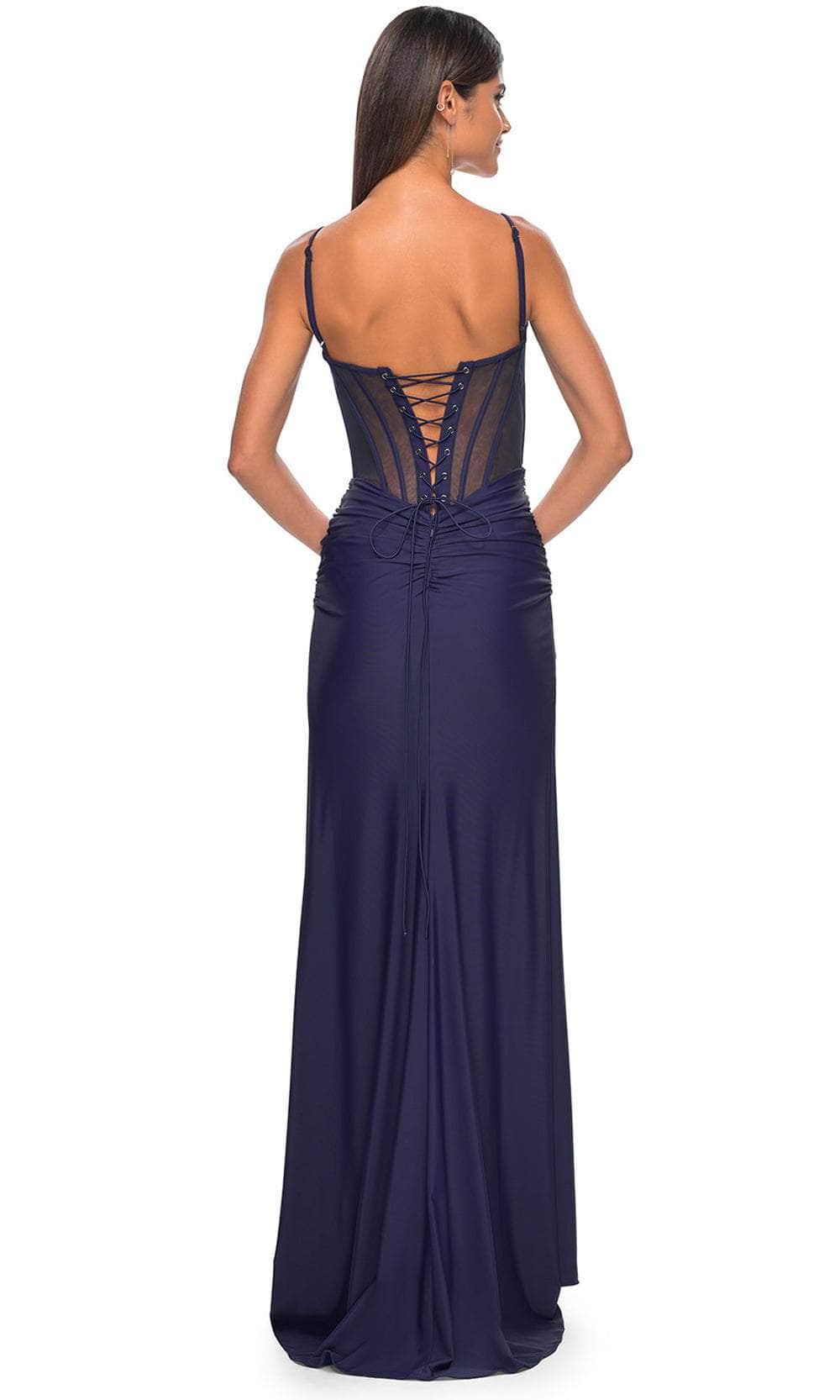 La Femme 32238 - Spaghetti Strap V-Neck Prom Gown Evening Dresses