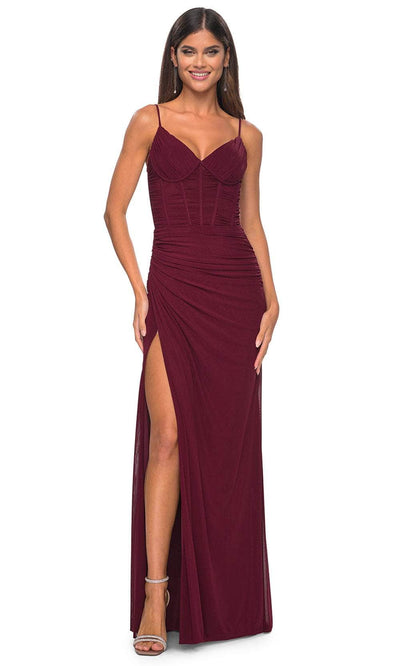 La Femme 32239 - Adjustable Strap Sheath Prom Gown Evening Dresses 00 /  Wine