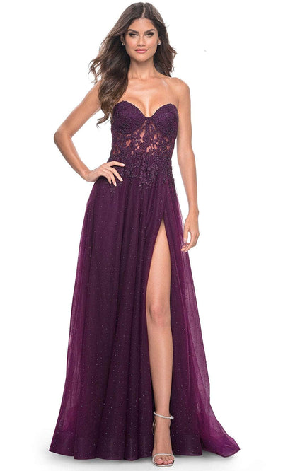 La Femme 32253 - Sweetheart Embellished Prom Gown Prom Dresses 00 / Dark Berry