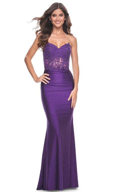 La Femme 32254 - Sweetheart Tie Back Prom Gown Prom Dresses 00 / Royal Purple