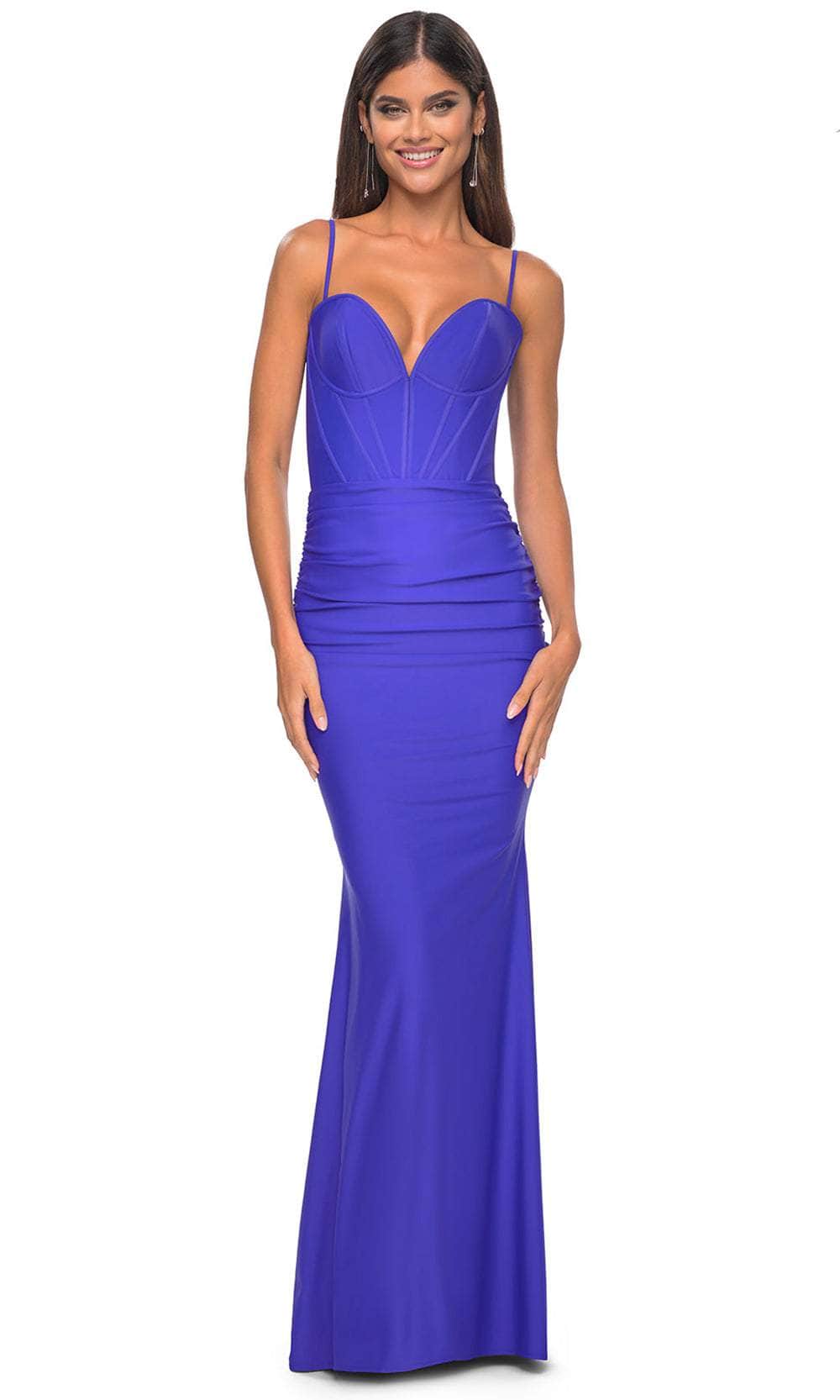 La Femme 32257 - Spaghetti Strap Bustier Prom Dress Evening Dresses 00 /  Royal Blue