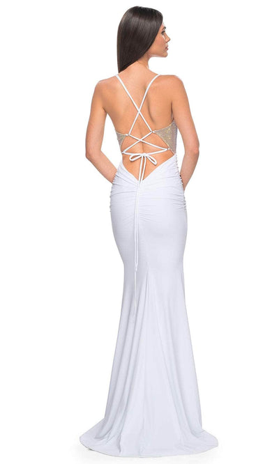 La Femme 32260 - Lace-Up Back Ruched Prom Gown Formal Gowns