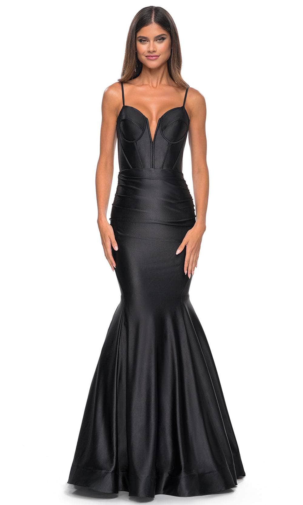 La Femme 32269 - Plunging Bustier Prom Dress Evening Dresses 00 /  Black