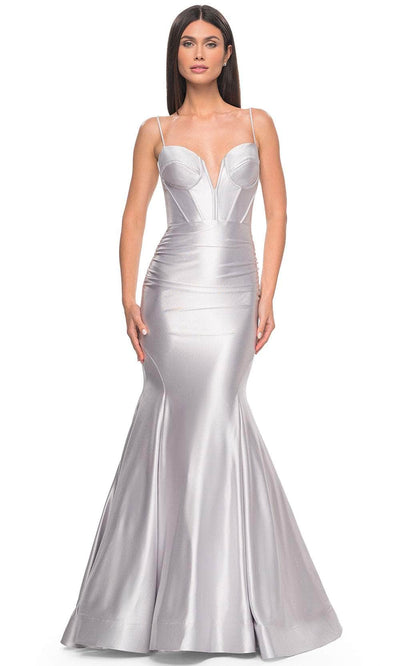 La Femme 32269 - Plunging Bustier Prom Dress Evening Dresses 00 /  Silver