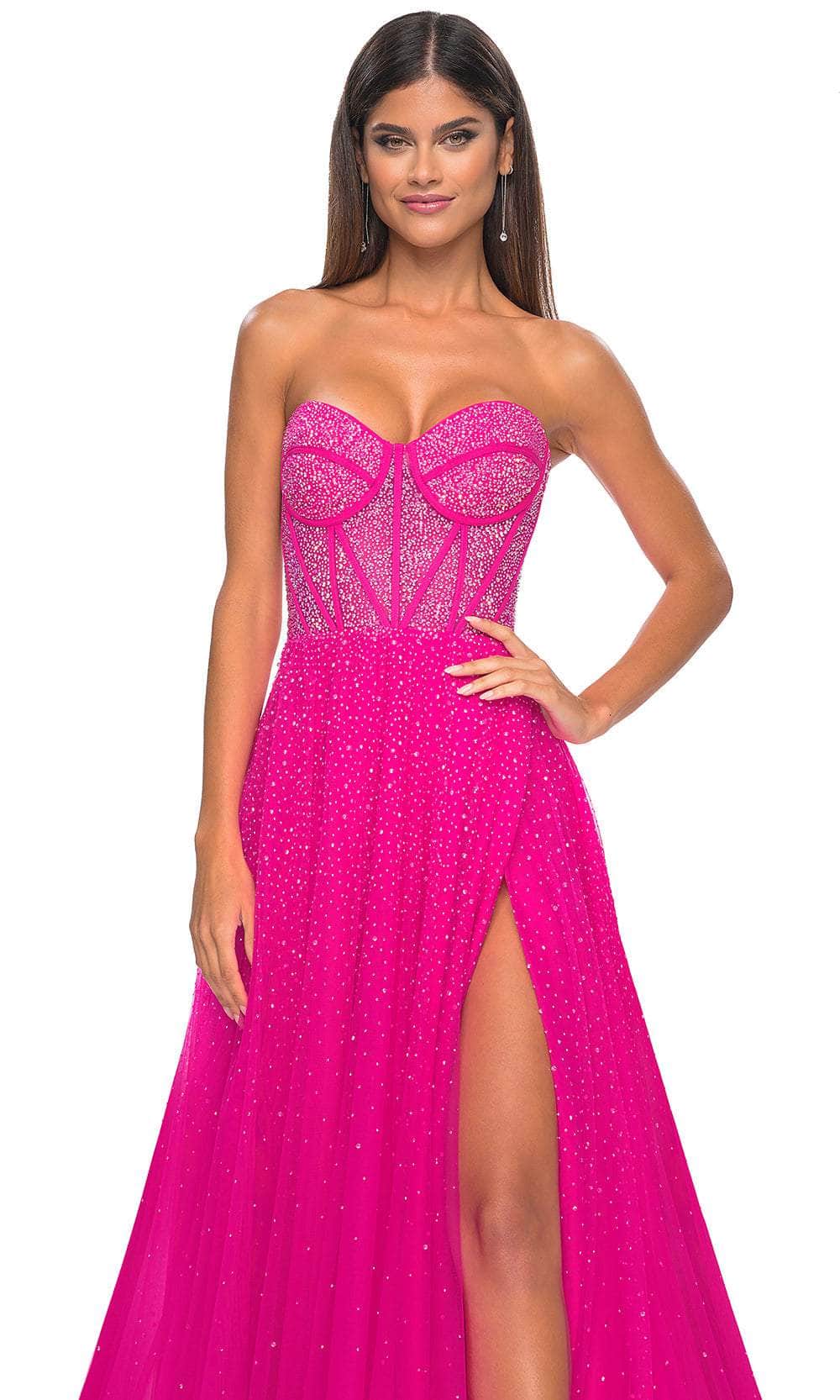 La Femme 32278: A-Line Tulle Prom Gown with Rhinestone Embellishments Royal Blue / 6 La Femme 32278: A-Line Tulle Prom Gown with Rhinestone Embellishments Royal Blue / 6