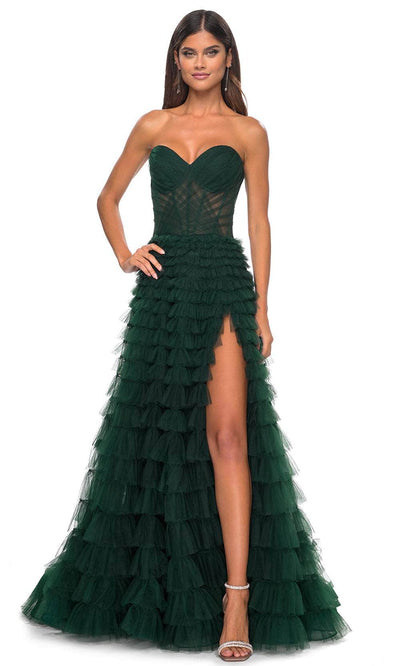 La Femme 32283 - Sweetheart Tiered Prom Dress Prom Dresses 00 / Dark Emerald