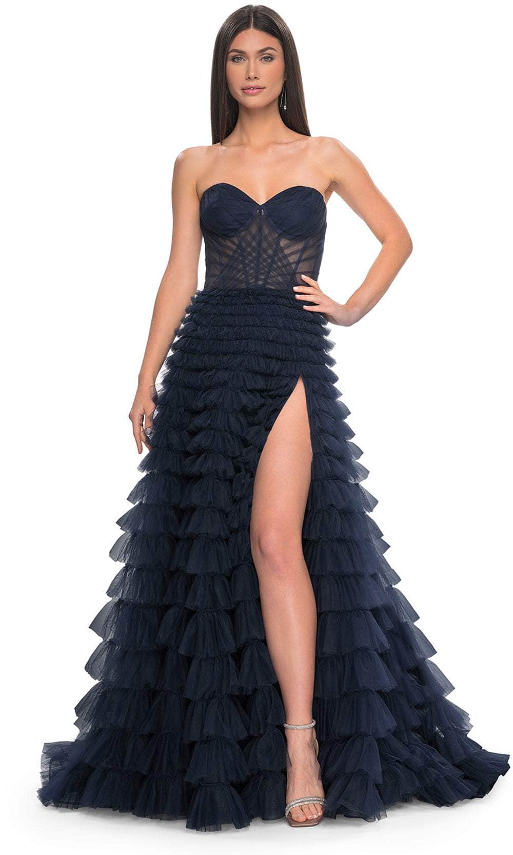 La Femme 32283 - Sweetheart Tiered Prom Dress Prom Dresses 00 / Navy