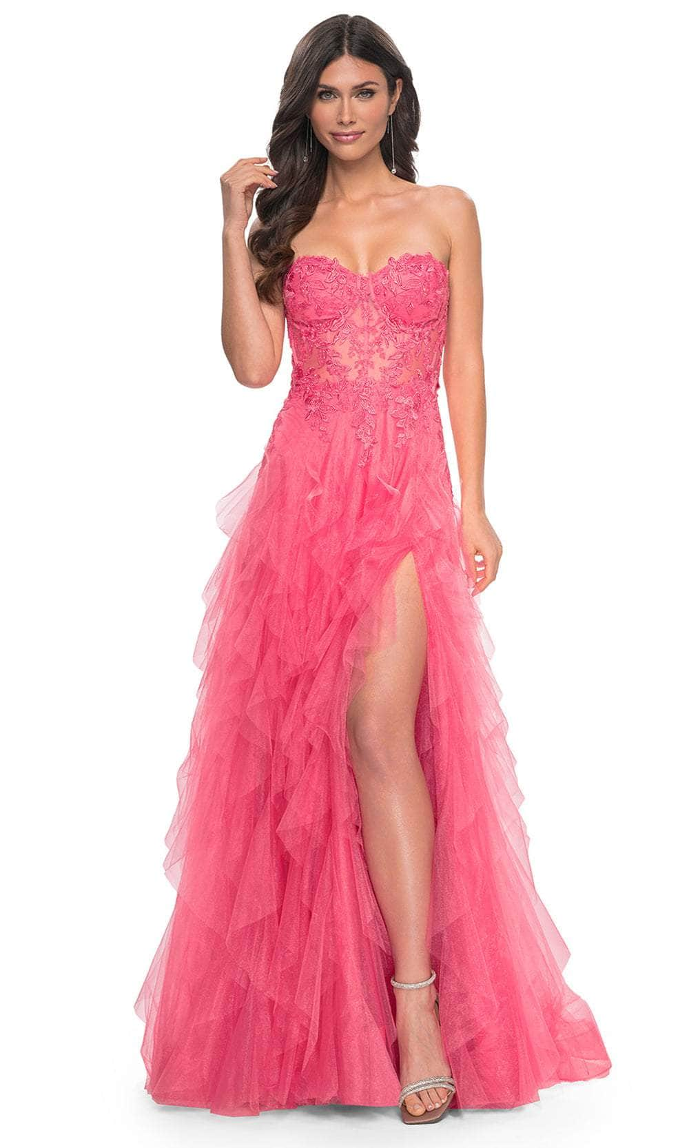 La Femme 32286 - Sweetheart Ruffle Prom Gown Prom Dresses 00 / Coral