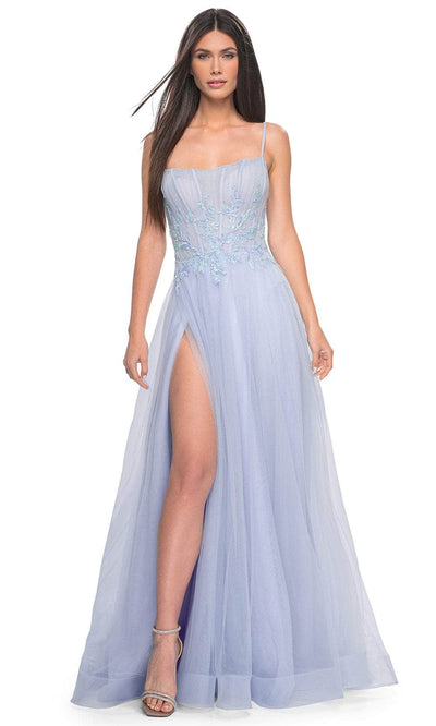 La Femme 32293 - Embroidered A-Line Prom Gown Prom Dresses 00 / Light Periwinkle