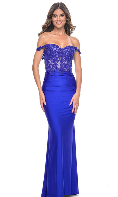 La Femme 32302 - Applique Off Shoulder Prom Dress Prom Dresses 00 / Royal Blue