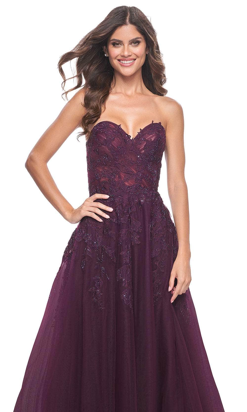la femme purple strapless dress La Femme Dress 32633