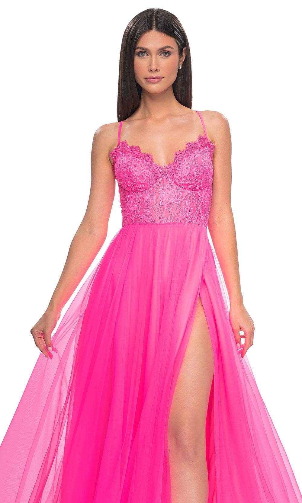 La Femme 32306 - Scalloped V-Neck A-Line Prom Dress Evening Dresses