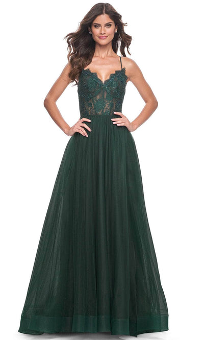 La Femme 32306 - Scalloped V-Neck A-Line Prom Dress Evening Dresses