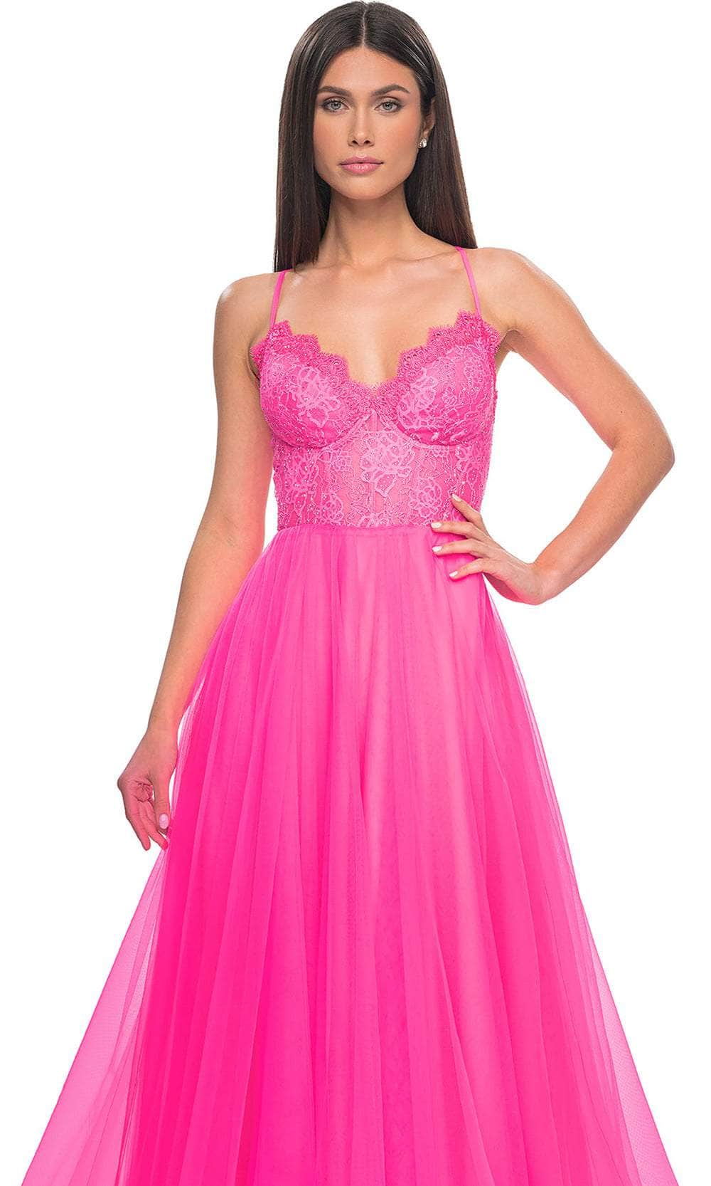 La Femme 32306 - Scalloped V-Neck A-Line Prom Dress Evening Dresses