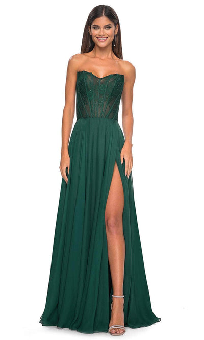 La Femme 32311 - Strapless A-Line Prom Dress Prom Dresses 00 / Dark Emerald