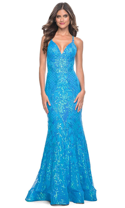 La Femme 32337 - Mermaid Sequin Prom Gown Prom Dresses 00 / Aqua